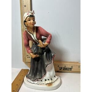 Vintage Porcelain Figurine 8 Inch Hand Painted Ceramic Sculpture Home Decor